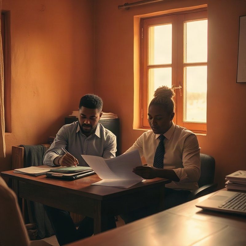 Two Historyroutex professionals reviewing documents in a Garissa office