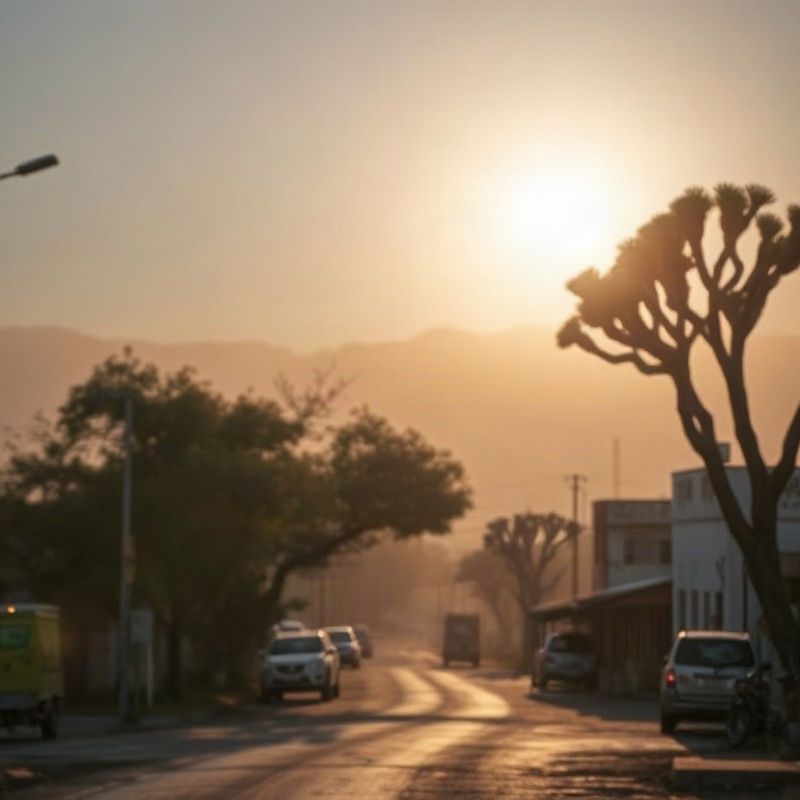 Soft-focus Garissa streetscape at morning light